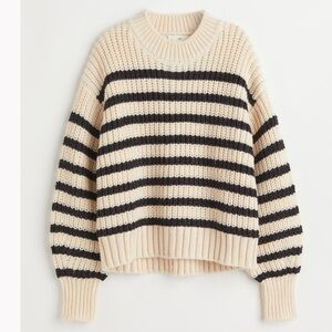 H & M Soft Knit Sweater Dropped Shoulder Long Sleeve Ribbed Neckline Size XL